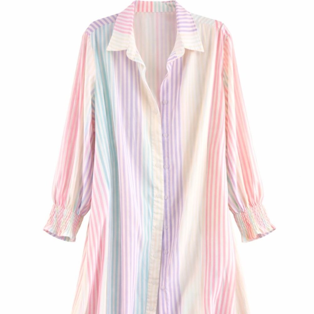 Striped Maxi Shirt Dress - Casual, Resort & Beach Wear NWOT - Picture 3 of 9